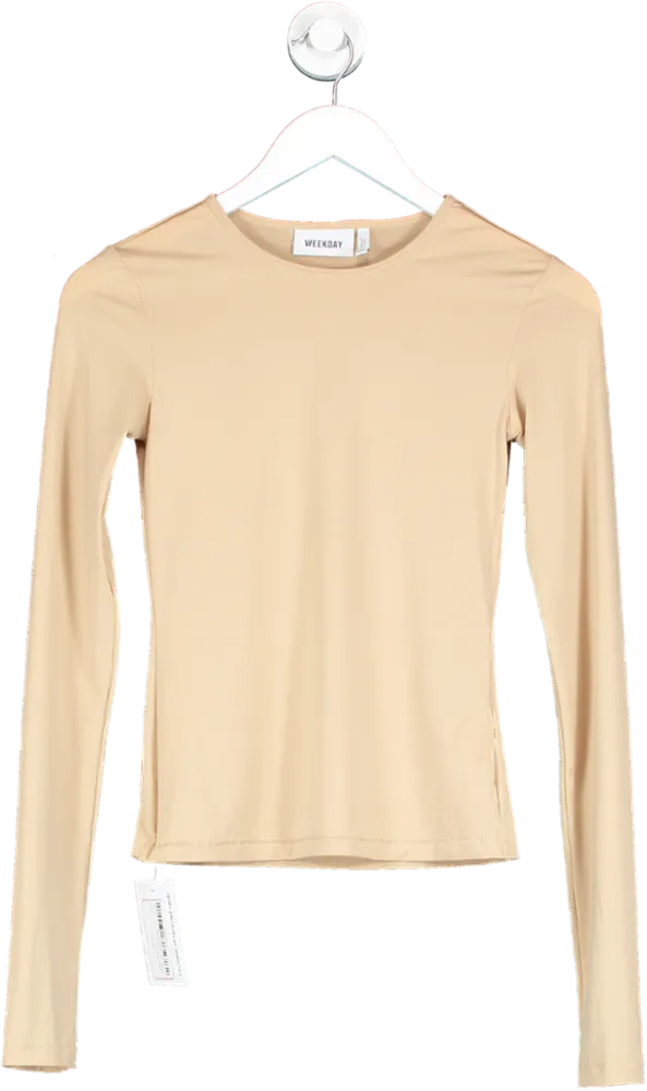 Weekday Beige Long Sleeve Top UK XS