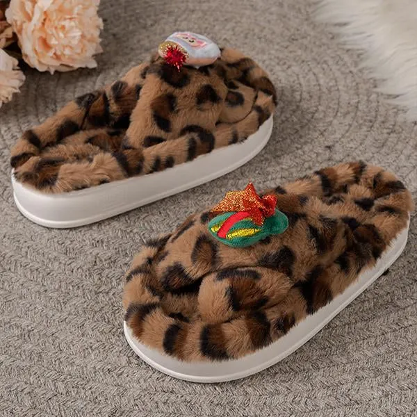 Women's Casual Santa Claus Thick Sole Plush Slippers 90718746S