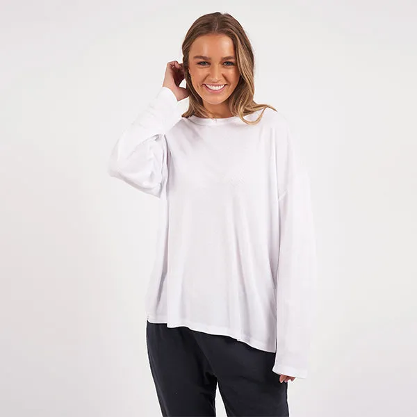 Xanthe Long Sleeve Rib Tee - White