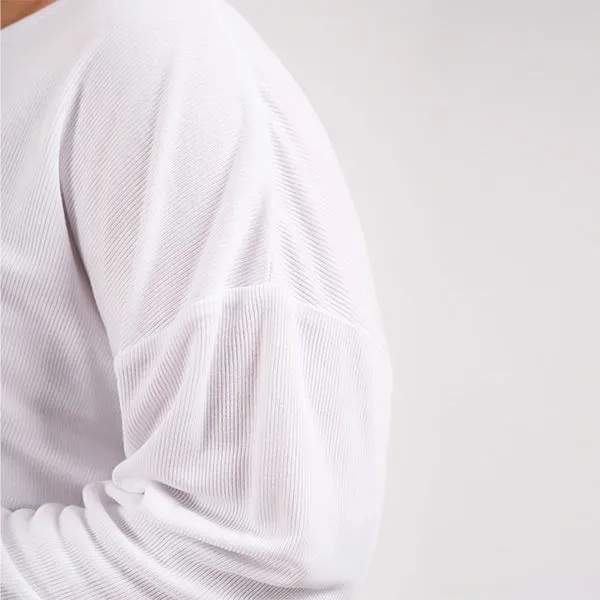 Xanthe Long Sleeve Rib Tee - White