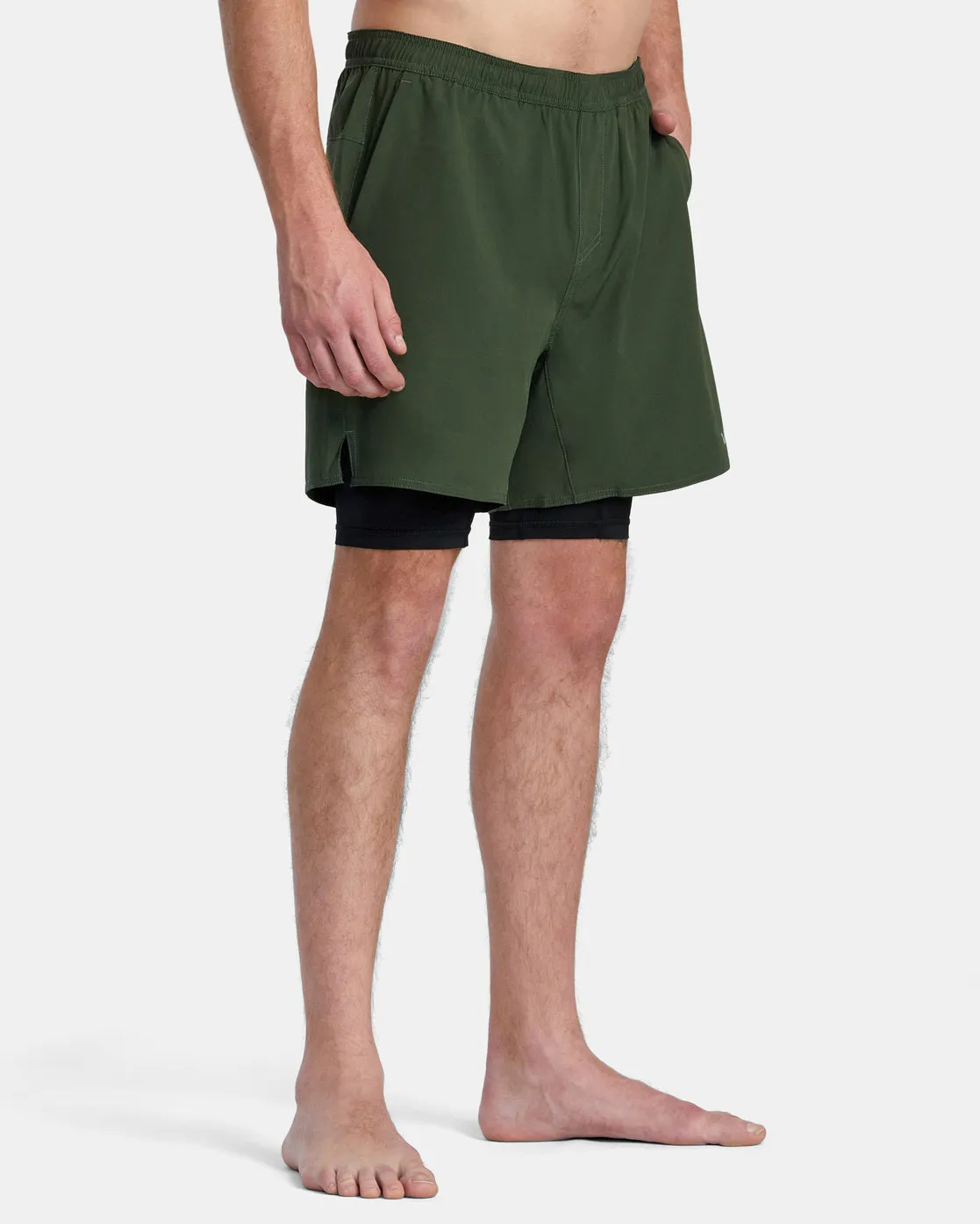 Yogger Train 2-In-1 17 Workout Shorts - Dark Olive