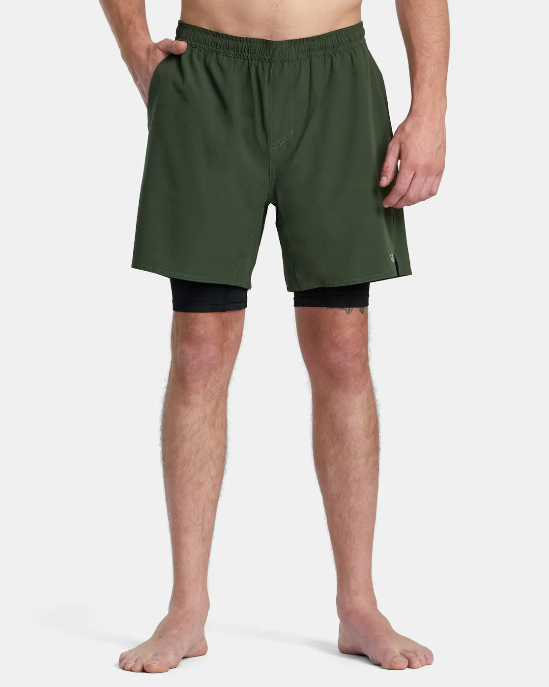 Yogger Train 2-In-1 17 Workout Shorts - Dark Olive